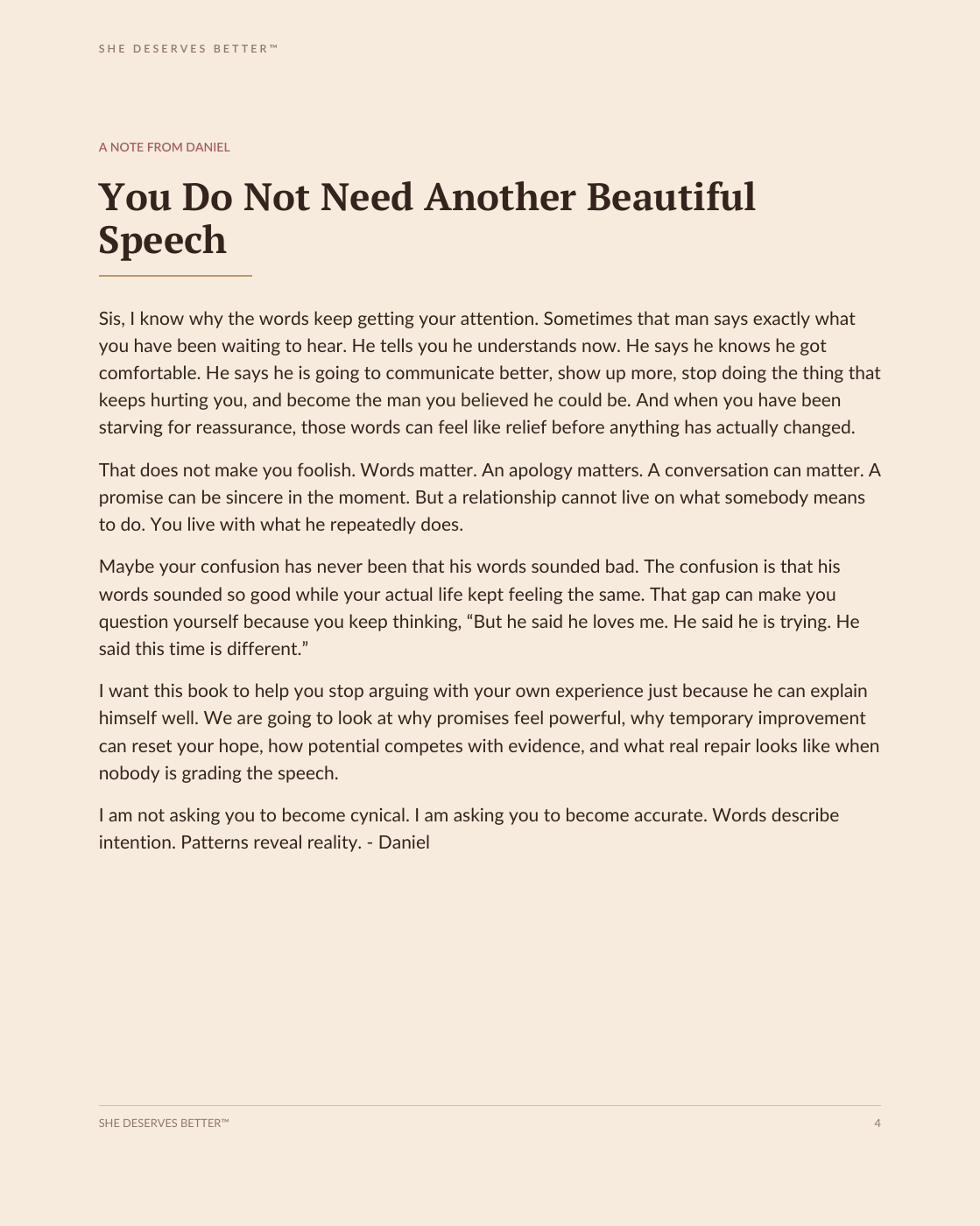 When His Actions Don't Match His Words preview - A Note From Daniel