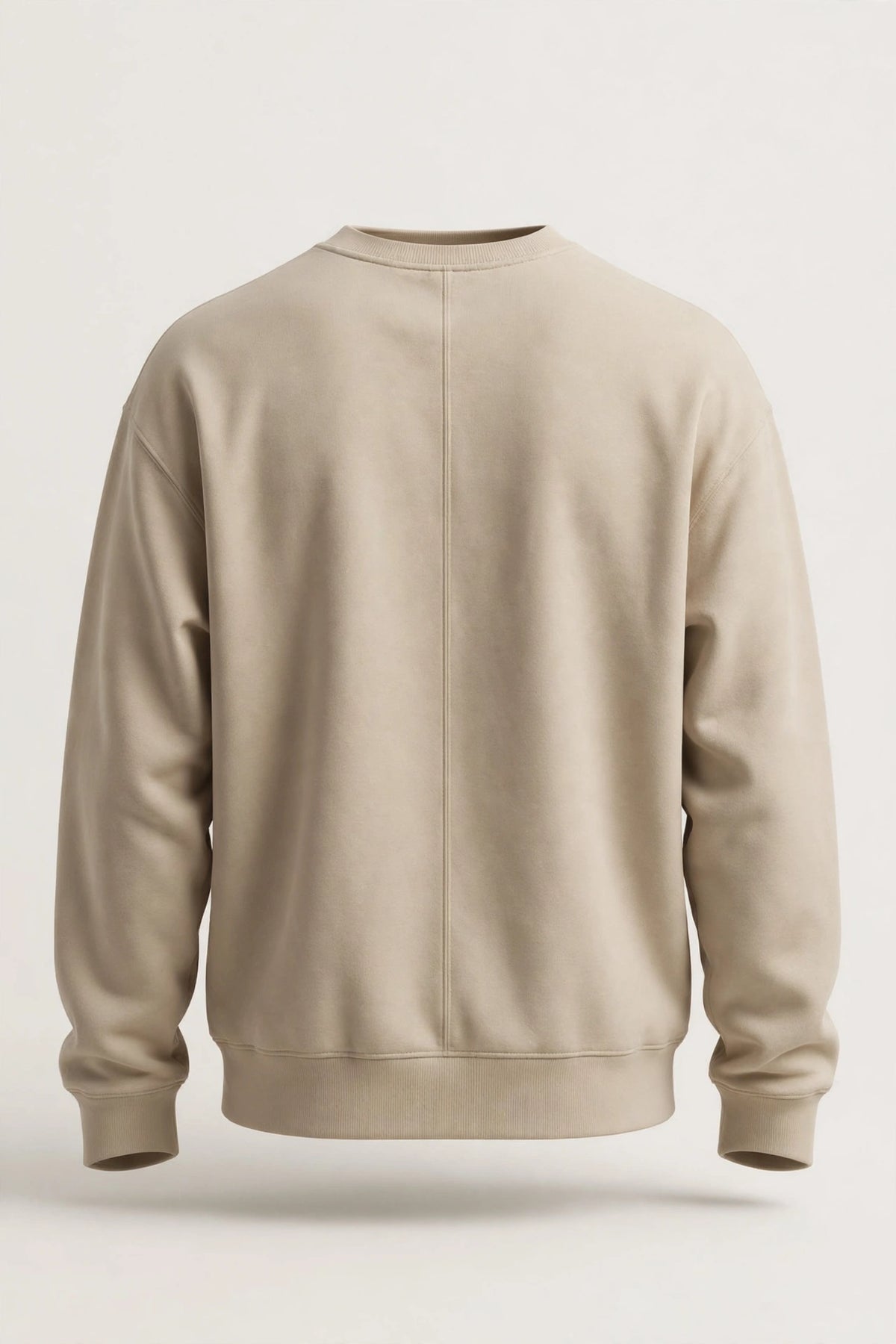Busy Becoming sweatshirt — SAND crewneck, back view
