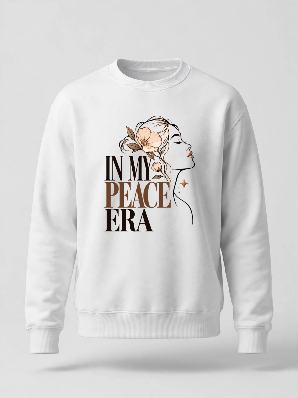 In My Peace Era sweatshirt — WHITE crewneck, product front view