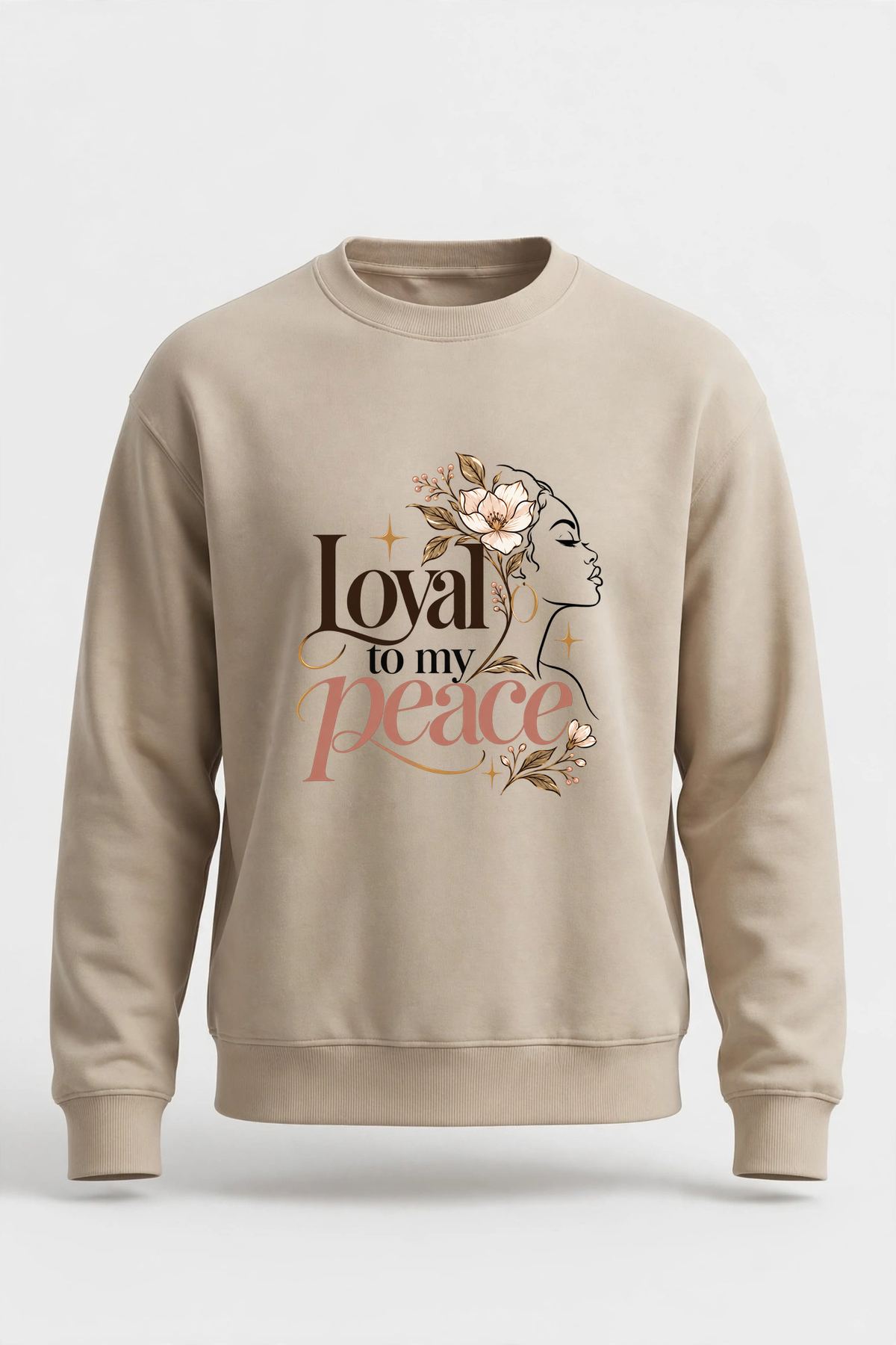 Loyal to My Peace sweatshirt — SAND crewneck, product front view