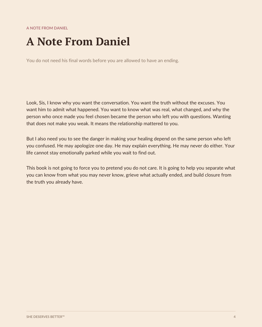 The Closure He’ll Never Give preview - A Note From Daniel