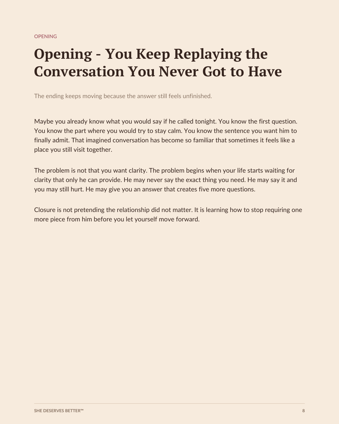 The Closure He’ll Never Give preview - opening
