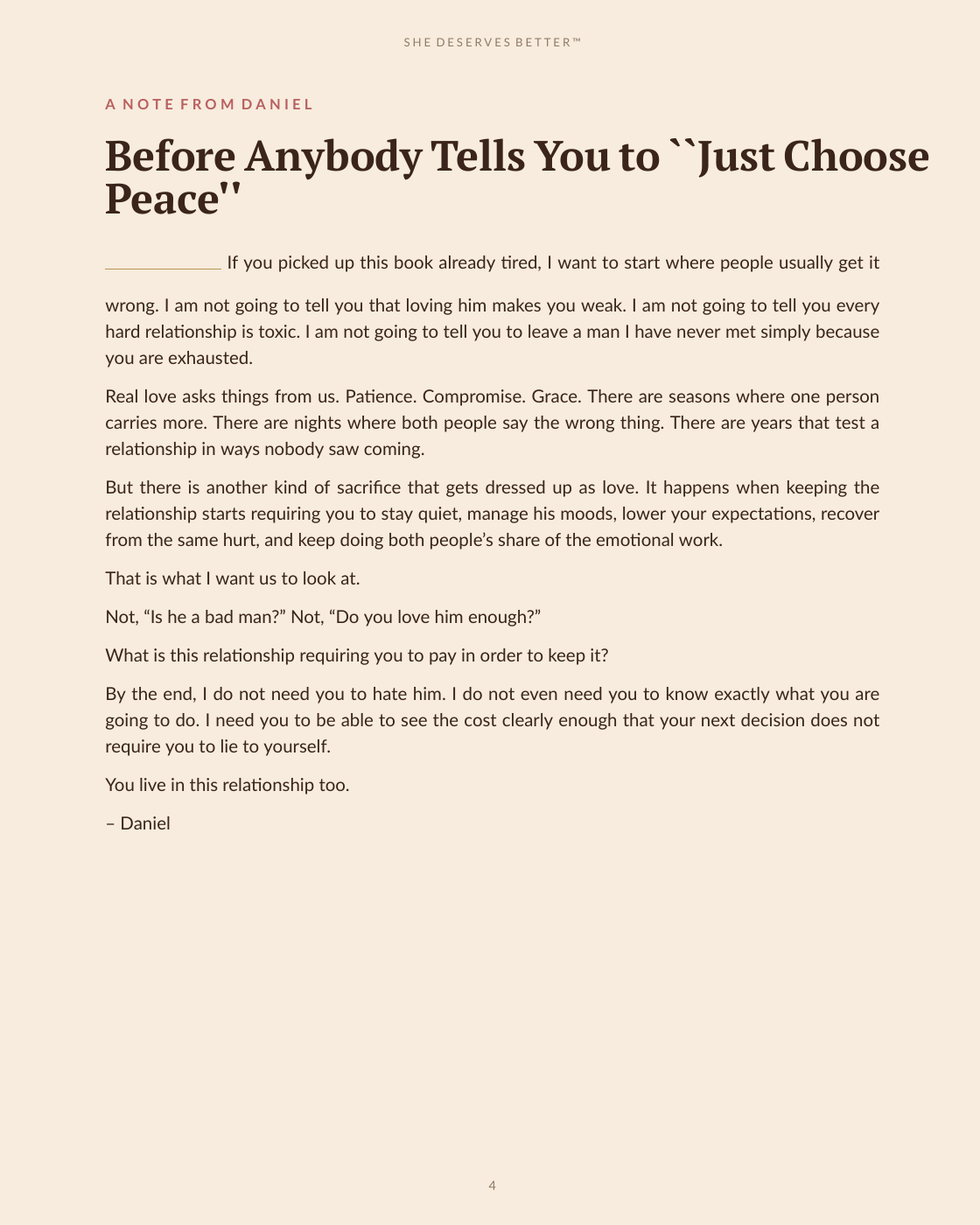 When Loving Him Starts Costing You Your Peace preview - A Note From Daniel
