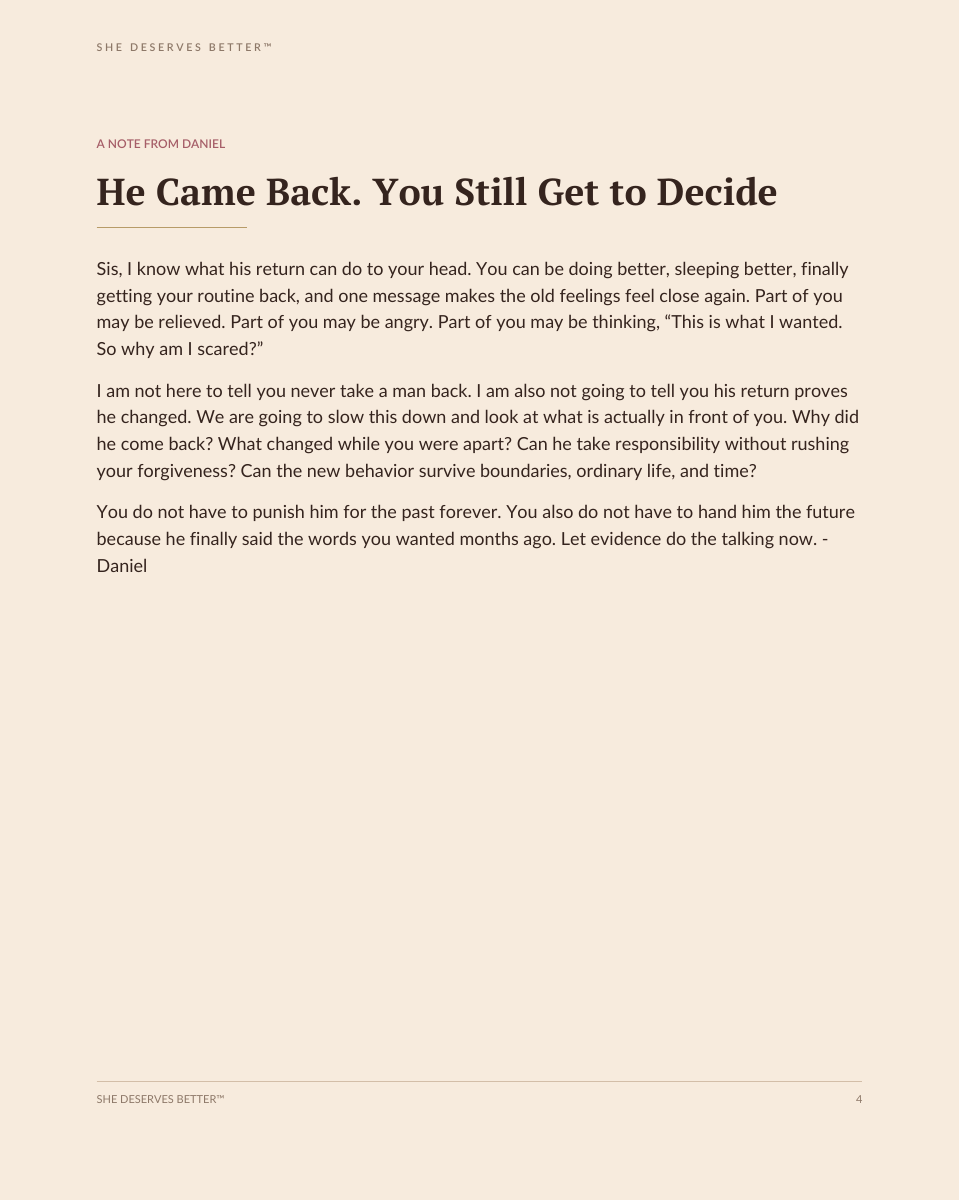 He Came Back… Now What? preview - A Note From Daniel