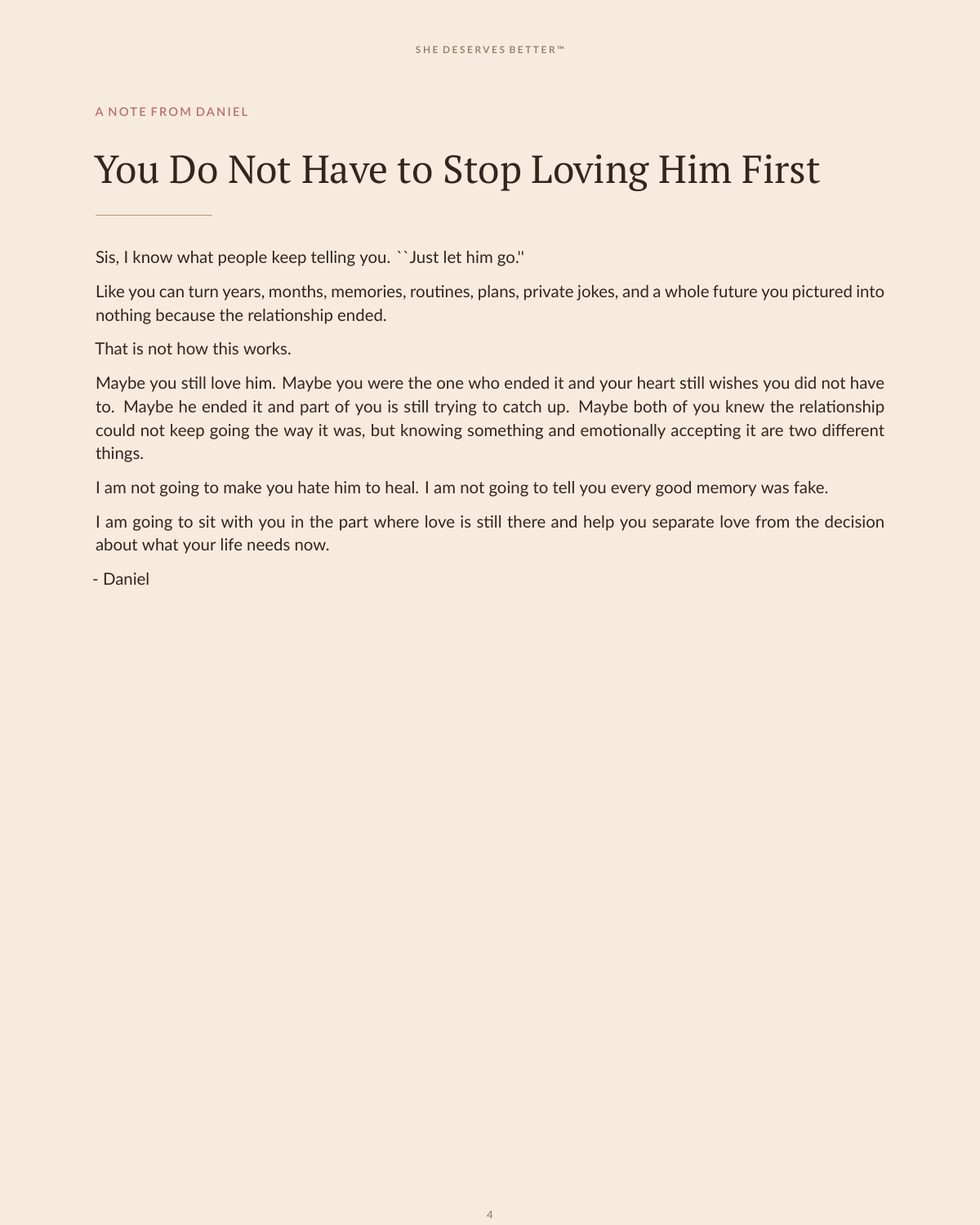 Letting Go of Someone You Love preview - A Note From Daniel