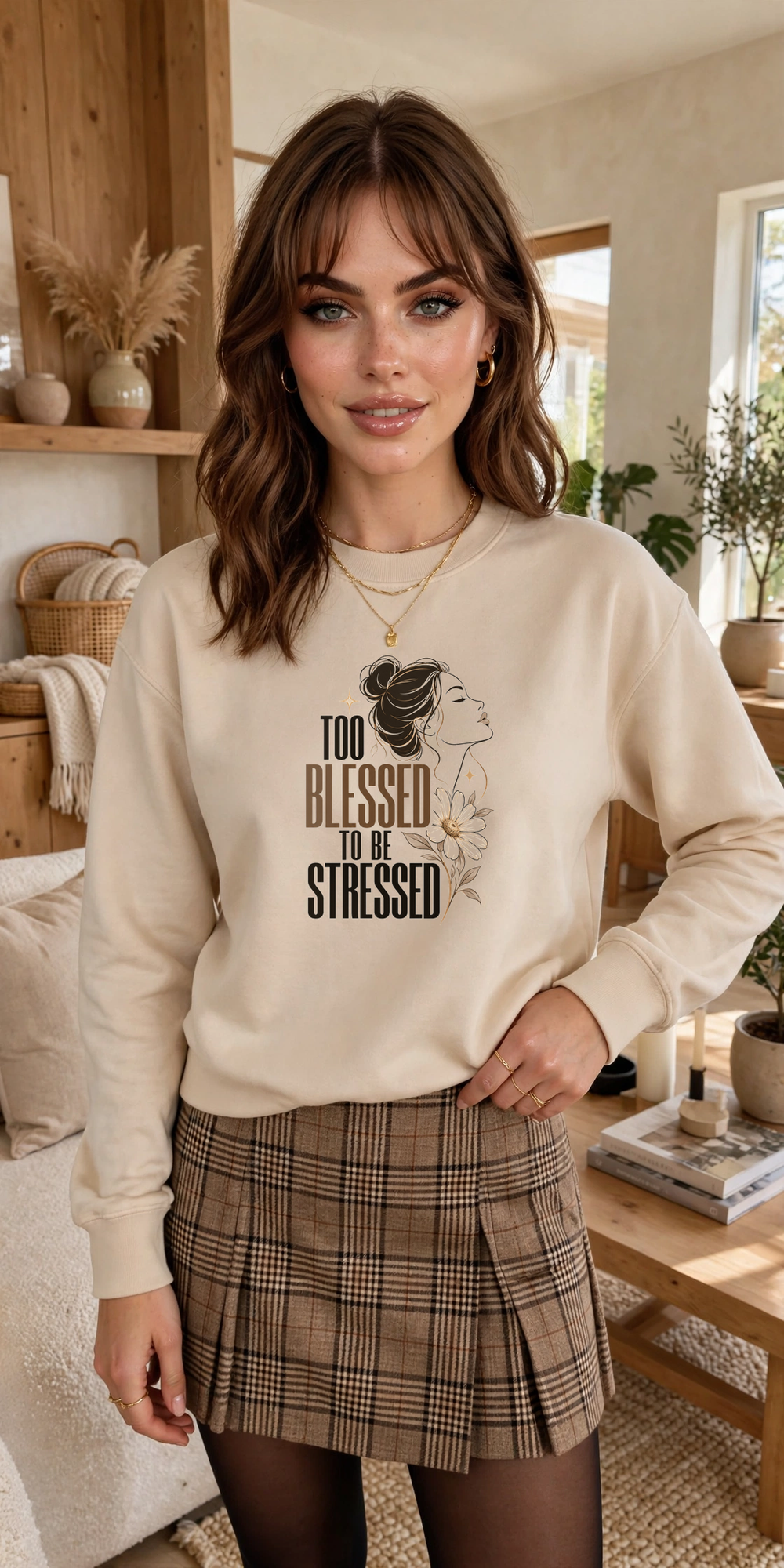 Too Blessed to Be Stressed — Crewneck Sweatshirt