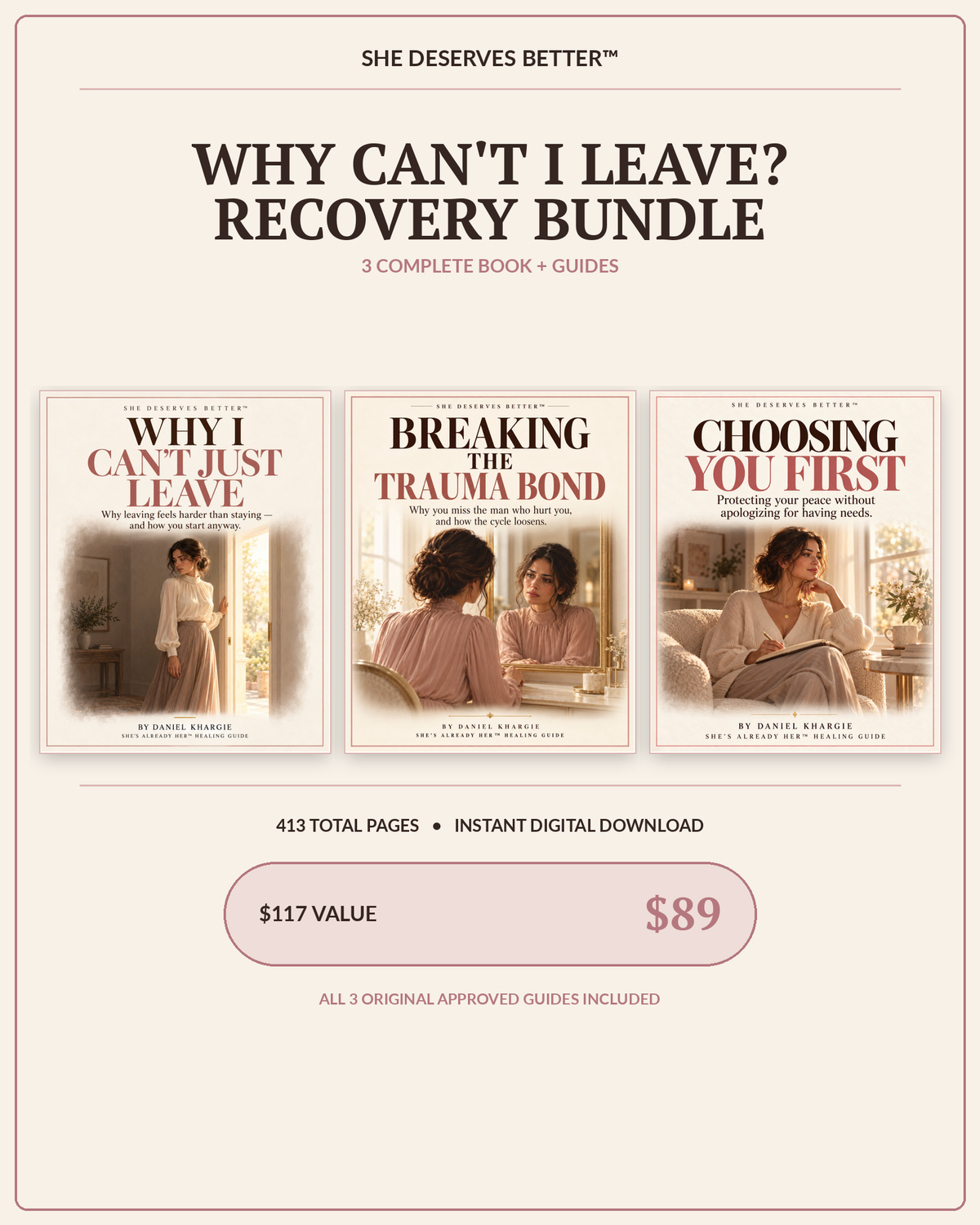 Why Can't I Leave? Recovery Bundle - three original She Deserves Better guide covers